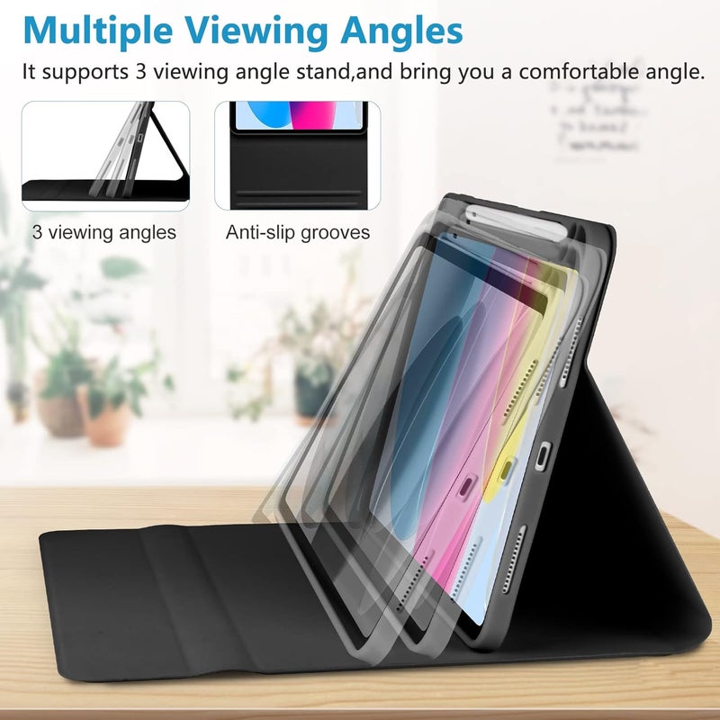 amzcase غطاء لجهاز iPad A16 الجيل 11 و10 مع لوحة مفاتيح (A16-2025، 2022)، إضاءة خلفية 7 ألوان، غطاء لوحة مفاتيح لجهاز iPad الجيل 11 و10 قابل للفصل، استيقاظ ذكي وحامل قلم، منتصف الليل - Image 4